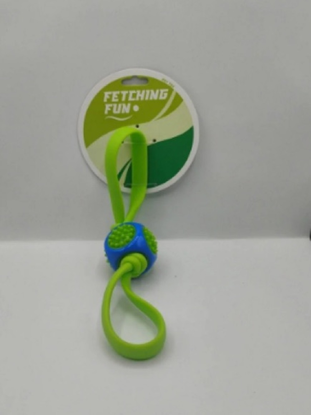 Fetching Fun Lime Green & Blue Dog Toy with Loop Handle